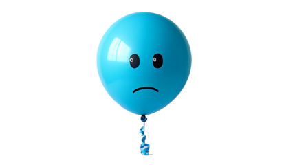 Blue Balloon with Sad Face - Emotional Illustration for Social Media, Greeting Cards, and Posters