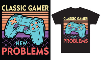 Classic Gamer New Problems – Retro Gaming Controller T-Shirt, Vintage 90s Aesthetic Video Game Design for Gamers, Nostalgic Arcade Console Gift for Game Lovers