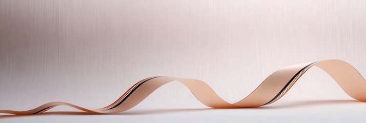 A long ribbon with a wavy pattern is shown in a white background. The ribbon appears to be made of a thin, delicate material, and its design suggests a sense of elegance and sophistication