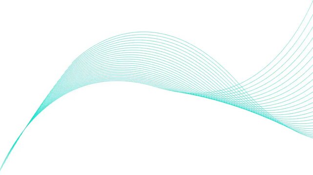 Cyan color geometric wavy lines minimal elegant background. Creative wave line background 4k video.