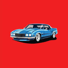 Classic car vector design with a red background