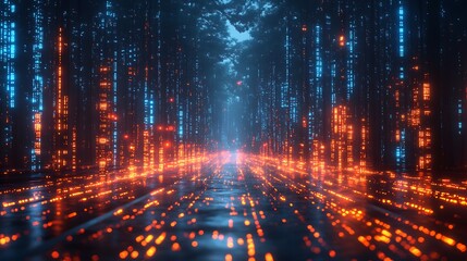 Glowing digital storefront with logistics networks and online retail technology