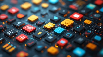 Seamless online shopping interface with icons representing payment and delivery services