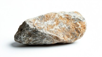 Obraz premium Rough grey-brown stone isolated on white background, geology sample