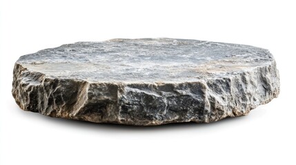 Rough stone platform, isolated, white background, product display