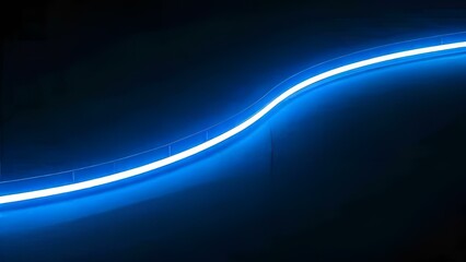 Electric Elegance A Radiant Blue Light Curving Gracefully Across Shadows Evoking a Sci-Fi Dreamscape of Motion and Depth.