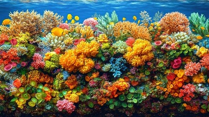 Stunning anemone coral reef underwater vibrantly colored with marine life and clear waters
