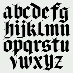 Vampiric gothic font, lowercase letters