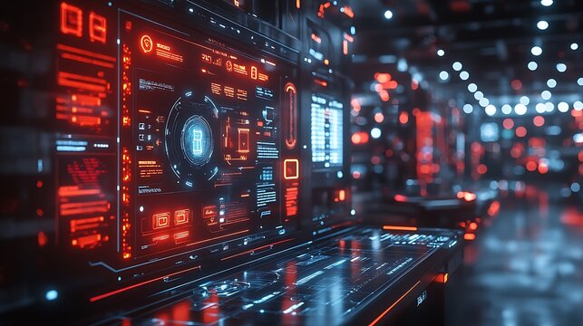 Futuristic shopping website with holographic icons for shipping and real time tracking