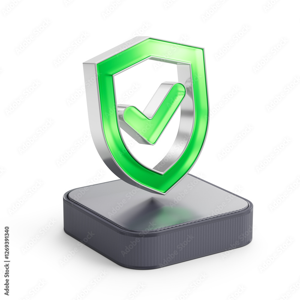 Fototapete shield icon. protect and security concept. 3d rendering