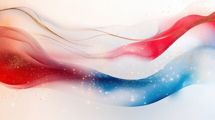 Dynamic Abstract Design with Red, Blue, and Pink Streaks, White Background, Graphic Art, Vibrant Environment, Artistic Concept