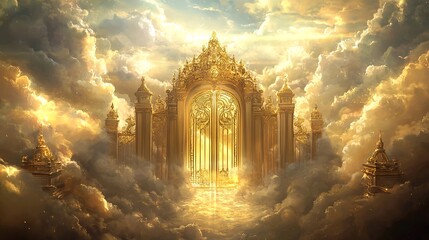 Gold heaven city landscape background