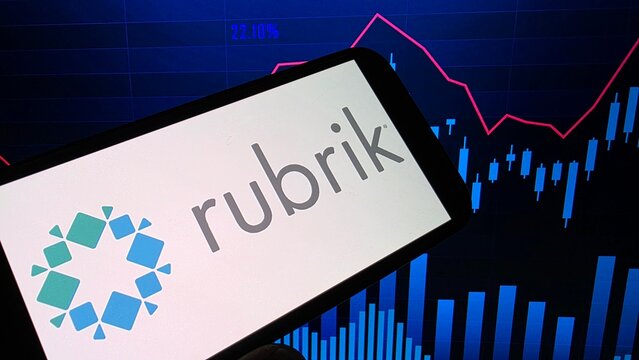 Konskie, Poland - February 15, 2025: Rubrik Inc company logo displayed on mobile phone