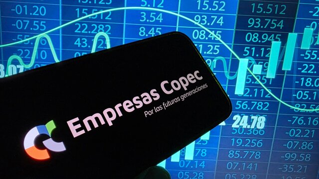 Konskie, Poland - February 15, 2025: Empresas Copec company logo displayed on mobile phone