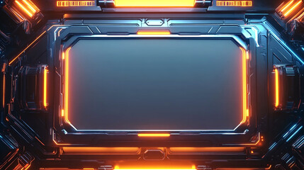 Obraz premium 未来的なデジタルディスプレイフレーム、SF風のネオンライトデザイン。generative ai