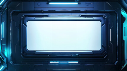 Obraz premium 近未来のインターフェースパネル、青い光で照らされたディスプレイ。generative ai