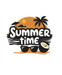 Summer Time Typography T-Shirt Design | Summer Banner Vector Art | Trendy Summer Tees, Beach Shirts, Retro Vintage Graphics, Stylish Summer Outfit, Cool Text Art for T-Shirt Printing & Merch