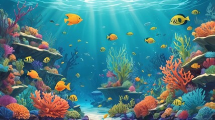 coral reef with fish and coral