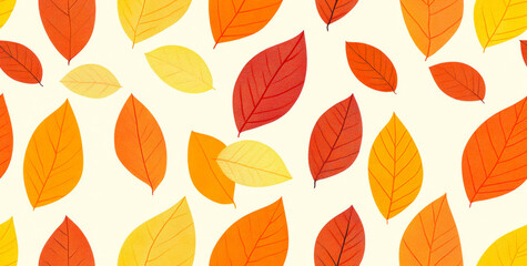 Obraz premium Colorful autumn leaves in various shades. Leaves in vibrant hues of red, orange, and yellow scattered on a light background, celebrating the beauty of autumn.