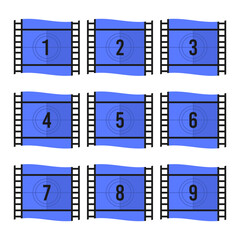 Film strip countdown from one to nine