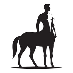 Regal Centaur silhouette capturing the spirit of ancient myths - Centaur illustration - Centaur vector - mythical creature silhouette
