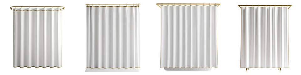 Elegant white curtains or drapes hanging in a modern minimalist living room interior  Clean and contemporary home decor design with large windows and bright airy space