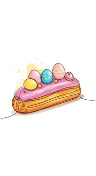 easter eclair with colorful egg decorations clip art preview