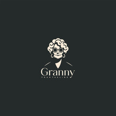 granny or grandmother logo design vector illustration