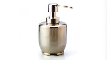 Metallic Soap Dispenser on White Background