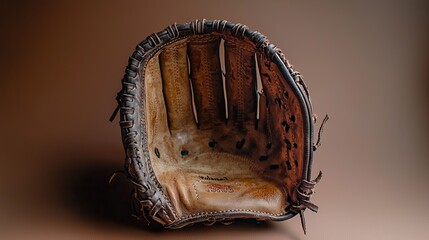 Vintage baseball glove used by a player during recreational games in a warm, nostalgic setting