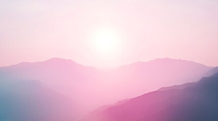Fototapeta premium Pink Sunset Over Silhouetted Mountain Ranges