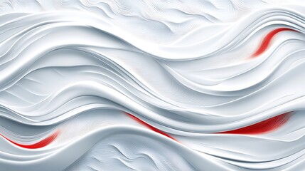 Obraz premium Abstract White Waves with Red Accents
