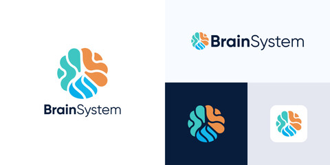 Brain Logo design. colorful modern brain logo style design, usable for technology and company logo, medical center vector illustration template.