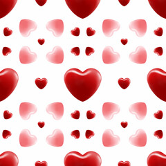 Seamless 3D Red and Pink Heart Pattern