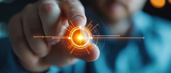 Engaging technology interaction at a modern workspace digital innovation close-up view futuristic concept