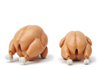 Roasted Chicken 3D Render: A Pair of Perfectly Cooked Poultry
