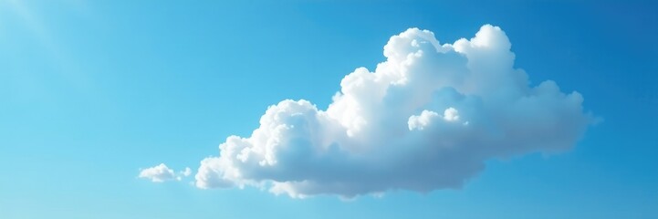 Obraz premium Delicate cumulus cloud floats on radiant blue background, wispy, cumulus