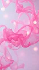 Fototapeta premium Whispy tendrils of pink smoke curl around glowing orbs, soft, serene, pastel