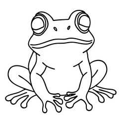 Frog line art of a charming amphibian in elegant style. Suitable for children's books, nature themed designs, and educational materials