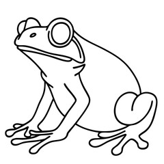 Frog line art of a charming amphibian in elegant style. Suitable for children's books, nature themed designs, and educational materials