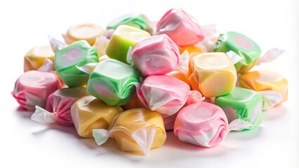 Assorted Saltwater Taffy Candies on White Background