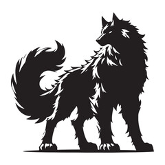 Mythical giant wolf Fenrir silhouette, the destined destroyer - Fenrir illustration - Fenrir vector - mythical creature silhouette
