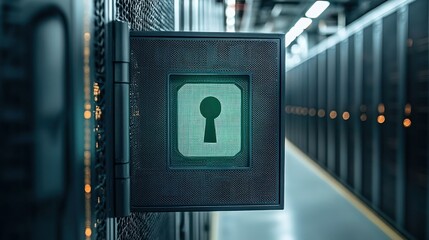 Data center security panel, keyhole access, server room
