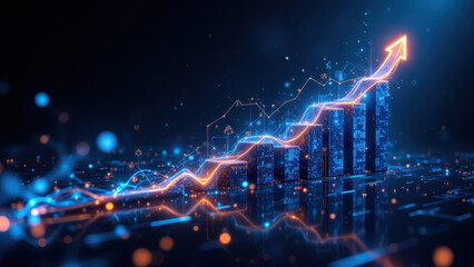 Obraz premium Financial Growth and Technology Concept with Iconic Chart Graphs and Data Points