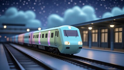 Naklejka premium train, model train, toy train, electric train, high speed train, pastel, focus, train scene, black, white, railroad tracks, station, train station, train, travel, tourism, leisure, 3d, toy, background