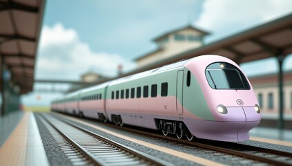 Fototapeta premium train, model train, toy train, electric train, high speed train, pastel, focus, train scene, black, white, railroad tracks, station, train station, train, travel, tourism, leisure, 3d, toy, background