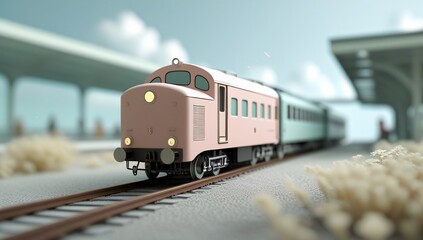 Obraz premium train, model train, toy train, electric train, high speed train, pastel, focus, train scene, black, white, railroad tracks, station, train station, train, travel, tourism, leisure, 3d, toy, background