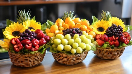 Sunflowers, fruit baskets, restaurant, healthy food