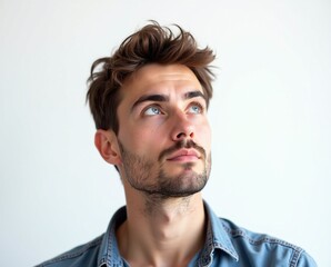 Fototapeta premium portrait of a handsome man looking up