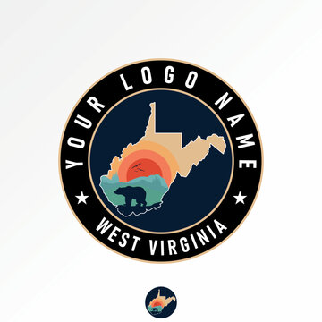 Logo design graphic concept creative premium vector stock image sell top west viginia maps bear wildlife animal scenic country forest tourism epic usa